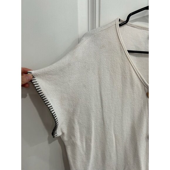 Relaxed Concepts White Button Front Cardigan Sweater Pockets Contrast Trim Sz M - Picture 5 of 10